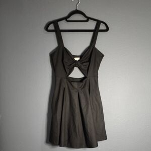 Tobi Black Mini Dress with Bow Detail